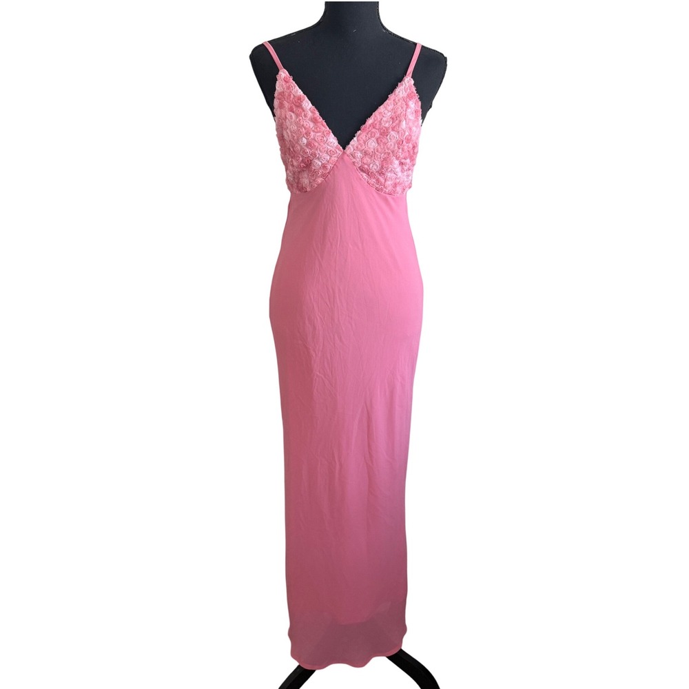 Wild Fable Womens Y2K Babydoll Maxi Dress XS Coquette Pink Floral Cottage Formal